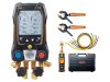 Testo 557s Smart Vacuum Kit with Filler Hoses - inteligentny cyfrowy przyrząd serwisowy z bezprzewodową sondą podciśnienia, bezprzewodowymi zaciskanymi sondami temperatury i zestawem 4 węży do napełniania.