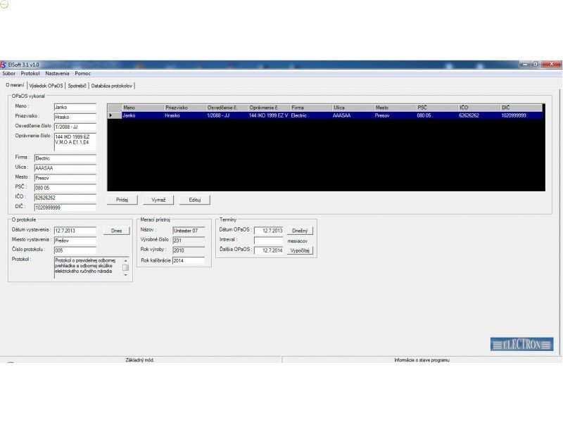 Electron ELSOFT 3.x - Oprogramowanie dla UNITESTER 07