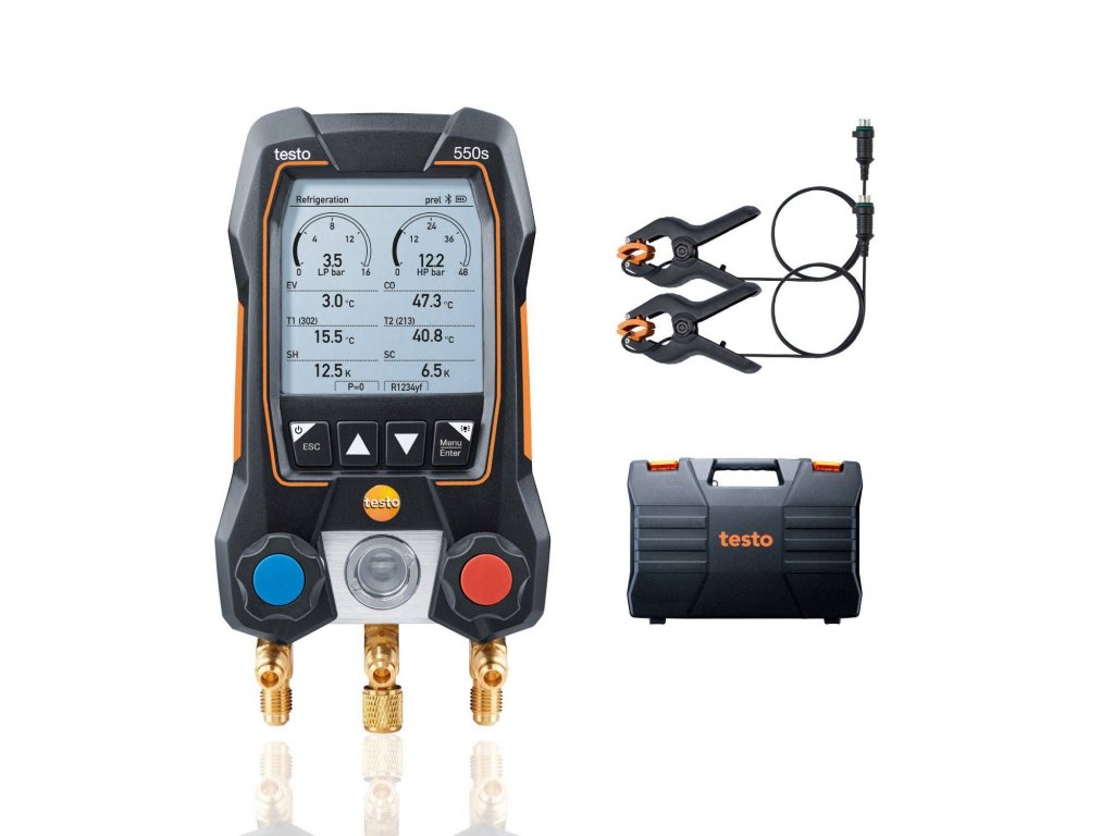 Testo 550s Basic Set - inteligentny cyfrowy przyrząd serwisowy z przewodowymi sondami temperatury